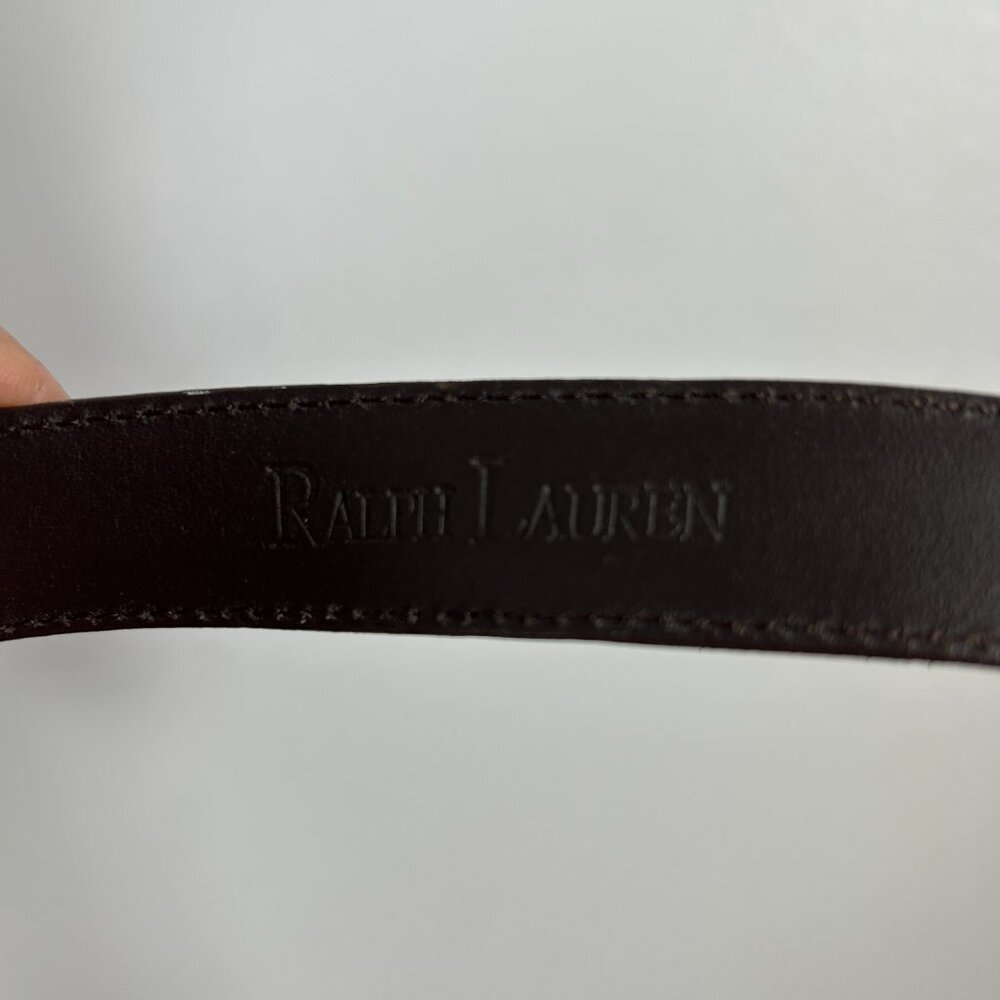 Vtg Ralph Lauren Belt Womens M Brown Leather Made In Argentina Skinny - Picture 6 of 11